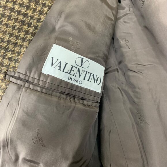 VTG Y2K Valentino Uomo Brown Check Wool Sport Coat Size 40 Retro Classiccore - Picture 6 of 8